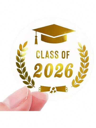 24Pcs Class Of 2026 Graduation Stickers – Gold Foil Congrats Labels, Multi-Purpose For Caps, Gift Bags, Envelopes, And Graduation Party Favors Ideal For Gift Bags, Envelopes, And Commencement Decorations