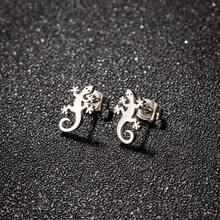1 Pair Stainless Steel Lizard Stud Earrings Fashion Gecko Cocktail Earrings Women Wedding Jewelry - GED702 - View 9