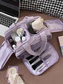 Túi đựng mỹ phẩm đa năng, miệng túi rộng, dung tích lớn, chất liệu mềm mại, thích hợp cho nữ, du lịch, đựng đồ dùng vệ sinh cá nhân, túi du lịch cần thiết cho trường học, kỳ nghỉ, đồ dùng học tập, túi đựng mỹ phẩm cho nữ. - Nhiều màu - Xem 8