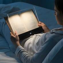Rechargeable LED Flat Book Light, Suitable For Bedtime Reading, 3 Color Temperatures, Timer Function, 2026 Upgraded Dimmable Panel Book Light With Full-Page Illumination, Gift For Book Lovers - 3-tone Lighting - View 5