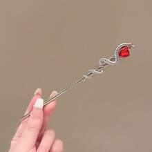 Versatile National Style Hairpin, New Snake-Shaped New Chinese Style, Ancient Style, Exquisite Disc Hair, Niche High-End Hairpin Hair Accessories - 金色水晶蛇髮簪 - 查看 4