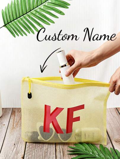 Shadow Monogram Pool Bag,Personalized Bridesmaid Beach Pouch,Custom Bachelorette Sunscreen Bag,Bridesmaid Gift Bag,Storage Bag,Can Use Logo