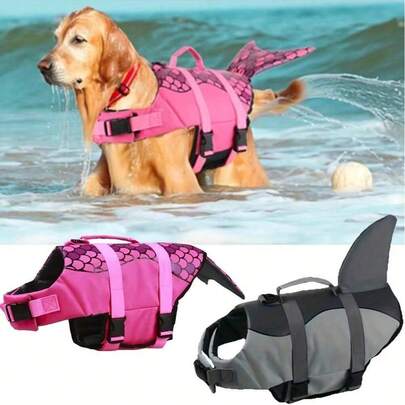 Shark Mermaid Pet Life Jacket, Dog Swimming Clothes, Dog Summer Swimwear