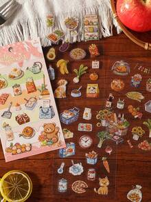 4pcs Cute Sticker Set, Life Theme Stress Relief Stickers, Happiness Guide Series, Suitable For Gifts, Office, Home, Marking, Labels, Classrooms, Entertainment Toys, Student Journals, Creative Retro Decoration DIY Stickers Scrapbook Supplies Stationery Funny Stickers Kindle - Multicolor - View 4
