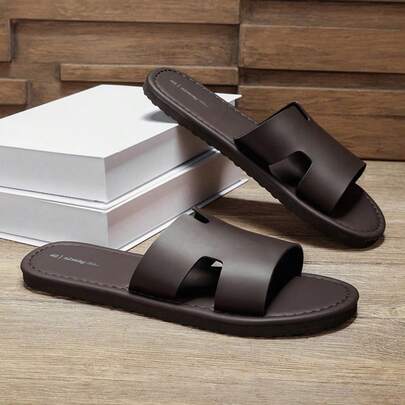 Dép lê nam màu đen thoải mái và thời trang, thích hợp cho bãi biển, hồ bơi, đi trong nhà, dép đế bằng nhẹ.