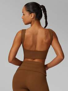 Áo bra thể thao thời trang không lưng MFVIM dành cho nữ, áo tank top yoga kiểu racerback giảm sốc, hỗ trợ tối đa, không đường may, nhanh khô, cổ áo một vai giúp tôn dáng vai thẳng, thoáng khí, thoải mái, thích hợp cho chạy bộ, đạp xe, Pilates, yoga và tập gym ngoài trời. - Rỉ Nâu - Xem 9