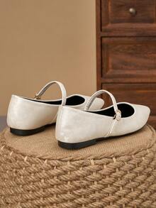 女士尖头拼接低帮平底休闲鞋，紫色，适合秋季及所有季节 - 白色 - 查看 6