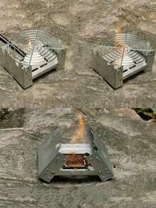 1pc/2pcs Random Style Camping Portable Solid Fuel Stove, German Folding Stove, Cartridge Stove, Foldable Outdoor Stove, Metal Iron Net - Silver - View 6