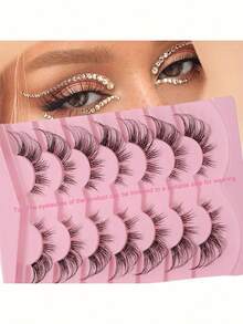 7 Pairs Of Transparent Stem False Eyelashes, Interpreting The Naturally Curled "Slanted Flying Mango Eyes" Makeup - View 8