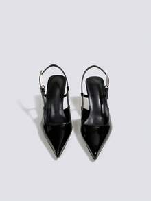 Women's Black High Heel Pumps, Party Heels, Wedding Shoes, Mary Jane Shoes, Formal Dress Shoes, Pointed Toe Slip-On High Heel Sandals - Black - View 2