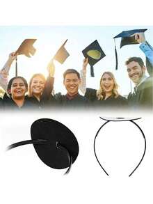 2/1pc Sturdy Anti-Slip Graduation Cap, Graduation Cap Band, Graduation Cap Band Lining Can Fix Cap And Maintain Hairstyle, Essential For Graduates - Black - View 3