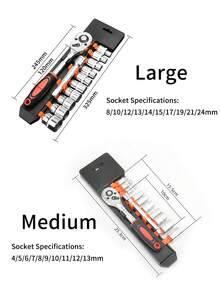 12pcs/Set Ratchet Socket Set 1/4 Inch With Quick Release Handle Steel Socket Wrench Set For Boat Motorcycle And Bicycle Automotive Hardware Repair Tools - Multicolor - View 4