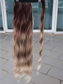 WIGGAGA 夏季时尚灵感 女士度假穿搭 情人节夏季穿搭 夏季合成长马尾假发 缠绕式发夹 接发 马尾辫 - 漸層 - 查看 2