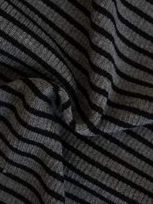 Women's Spring/Summer Slouchy Striped Knit Tank Top, Design-Driven Slim-Fitting Slimming Innerwear Top - Grey - View 8