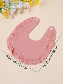3/4pcs Baby Rose & Tulip Print Bibs With Ruffle Trim, Solid Color Soft Drool Bibs - Multicolor - View 4