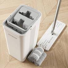 Mop And Bucket With Wringer Set For Home, Flat Mop And Bucket System, Mops For Floor Cleaning And Wall Cleaner, With 3 Reusable Microfiber Mop Pads - White - 查看 9