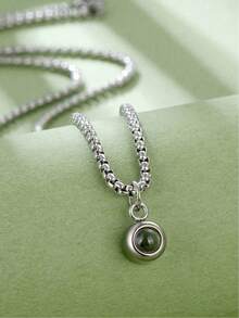 1pc Customizable Men's Photo Projection Necklace, Gold/Gunmetal/Black Stainless Steel Minimalist Women's Necklace, Boyfriend Memorial Jewelry, Customizable Family Couples Anniversary Nano Projection Pendant, Birthday Gift, Christmas Gift - Multicolor - View 11