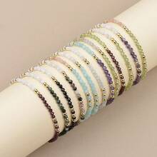 1条简约时尚天然石串珠手链,包含紫水晶、月光石、橄榄石、闪亮宝石,采用3毫米刻面珠子,精致水晶手链,适合女性日常及度假佩戴。 - 彩色 - 查看 5