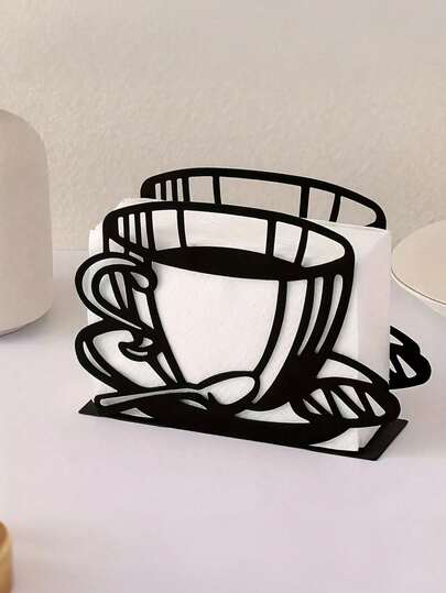 1 pieza Caja de pañuelos de hierro forjado estilo europeo, adecuada para la decoración del hogar en salas de estar, dormitorios, estudios, cocinas y comedores. También se puede usar como caja de pañuelos de escritorio con varios patrones a elegir, incluyendo tazas de café, tenedores y cuchillos. Decoración de escritorio, regalos para mujeres, regalos para hombres, es un regalo ideal para amigos y familiares