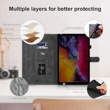 Funda para Xiaomi Redmi Pad 2 Pro 12.1" 2025 Cuero de PU Case con función de Soporte con Ranura para Tarjetas con portalápices Carcasa para Redmi Pad 2 Pro Negro - PgyNegro - Ver 2