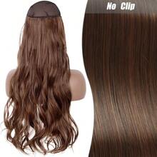 Clip-In Natural Hair Extension, Long Straight Synthetic Hairpiece, Blonde, Black, Mixed Color, Fake Hairpiece For Women HKQE - Mustard Yellow - View 12