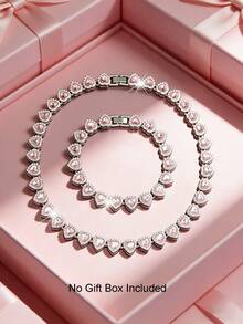 两件套心形链项链套装，男女皆宜，嘻哈风格项链套装，奢华珠宝套装，适合情人节、生日、日常佩戴和派对佩戴 - A - 查看 12