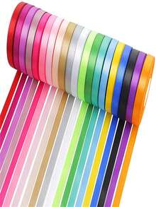 1 Roll 6mm-0.24inch 25 Yards Multi-Color Polyester Satin Ribbon, Solid Color Satin Ribbon Suitable For Gift Box Packaging, DIY Crafts, Wedding Party Decorations, High Density Handmade Weaving - 6mm Polyester Satin Ribbon - View 4