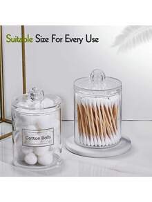 Set Of 3 Clear Plastic Dispensers For Swabs, Featuring A Lid. Ideal For Storing Balls, Dental Floss, And Other Bathroom Essentials, Helping To Keep Your Space Organized - Clear - View 3