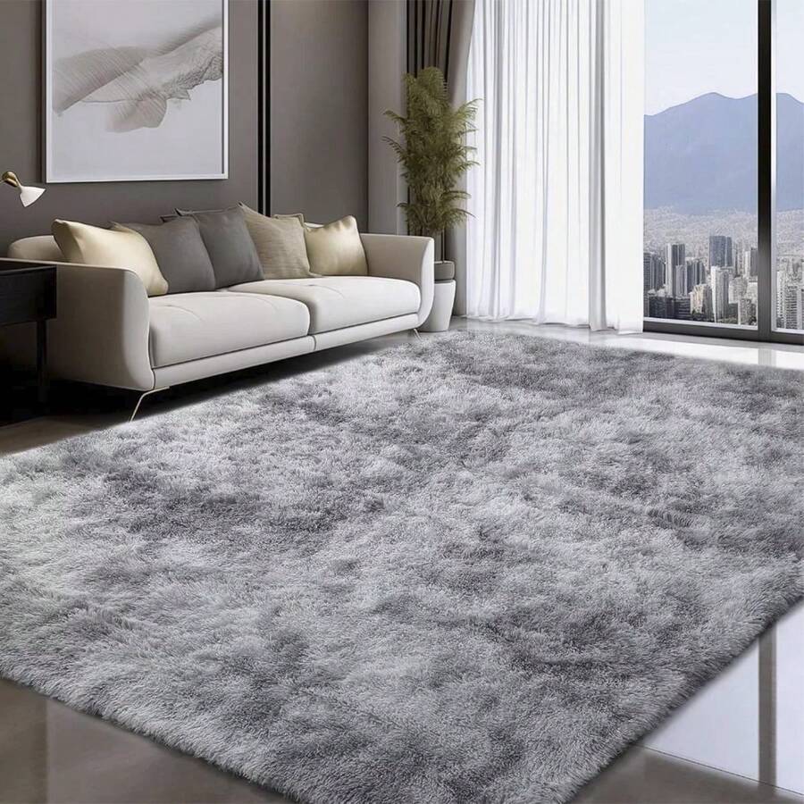 Soft Shaggy Rug For Bedroom Or Living Room, 1.40m X 2.00m - Light Gray Melange - View 1