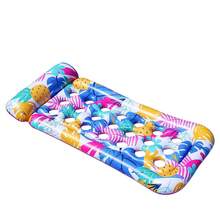 21孔圆形水果图案充气漂浮躺椅，可折叠PVC水上漂浮垫，成人夏季派对泳池漂浮垫 - 彩色 - 查看 10