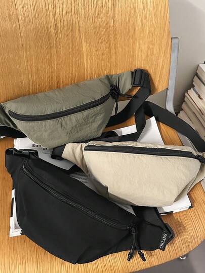 1 pieza Bolso bandolera casual para adolescentes, material de nailon con cierre de cremallera, gran capacidad, bolsillo ligero para teléfono y monedas, adecuado para uso diario