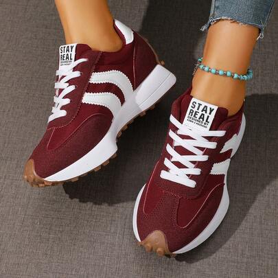 Giày thể thao nữ buộc dây nhẹ, đế cao su thoáng khí, chống trượt, giày sneaker cổ thấp thoải mái phù hợp mọi mùa.