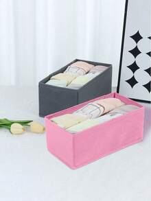 3pcs/6pcs Clothing Divider Storage Boxes, M Size, Pink & Dark Grey, Large Capacity Compartment Organizer, Foldable Compact Dresser Drawer Underwear Storage Boxes - View 7