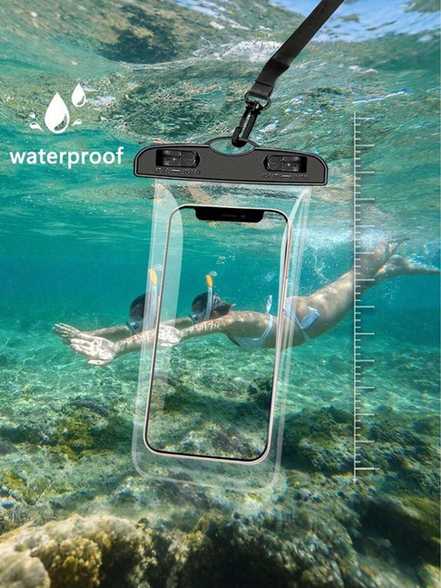 1件透明防水手機殼,PVC透明潛水防水手機殼,游泳便攜式掛繩手機殼,觸控螢幕掛繩手機殼,透明手機殼,防水袋,戶外運動游泳潛水攝影手機殼 - 彩色 - 查看 1