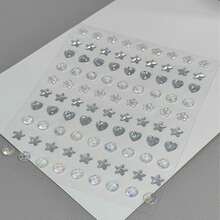 INS Style High-Quality Diamond Heart Stickers, DIY Asymmetrical Mini Diamond Stickers, Music Festival, Adhesive Diamond Stickers For Face & Eye Decoration, Laser Glitter Mini Stickers - Silver - View 15