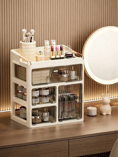 全新化妆品收纳盒，时尚梳妆台抽屉式收纳盒，适用于护肤品、化妆品和美容产品