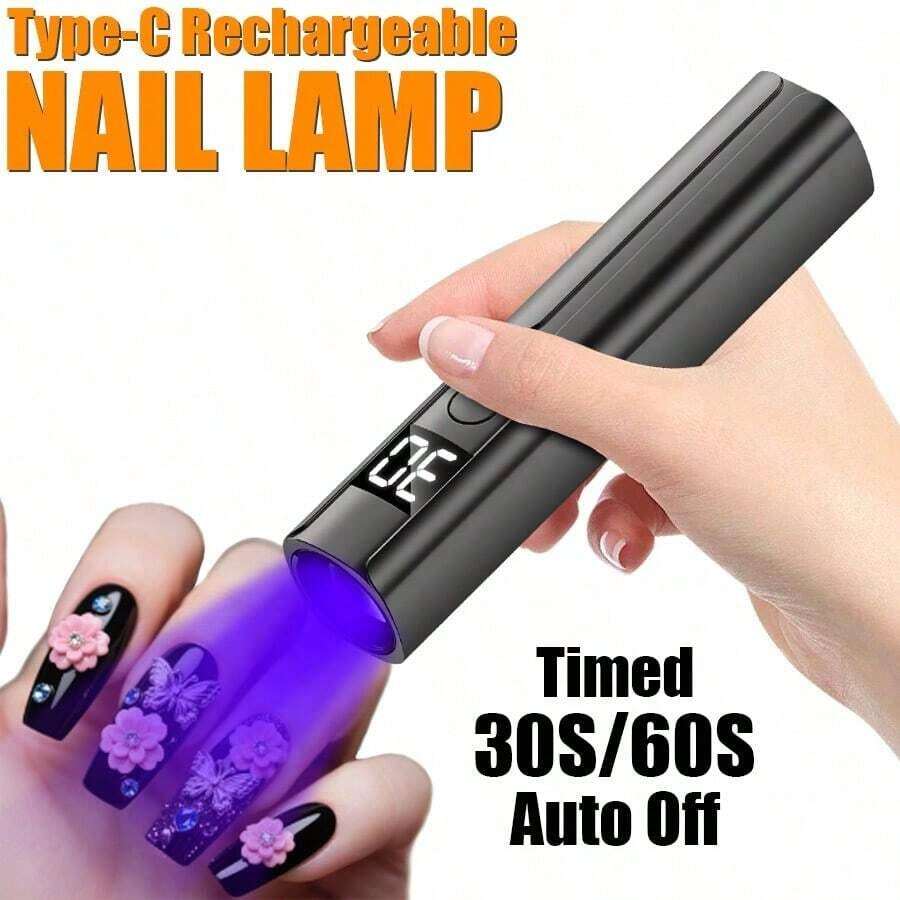 新款迷你便携式美甲灯，无线LED UV凝胶美甲烘干机，快速烘干指甲油固化灯，不泛黄 - 白色 - 查看 1