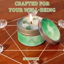 EVODUCK Candles Scenteds | Lavender & Eucalyptus 3oz Scented Soy Wax Candle With Green & White Crystal | For Deep Focus, Meditation, Yoga & Reading | Valentine's Day, Birthdays Gift | With Guidance Card - Crystal Candles - View 12