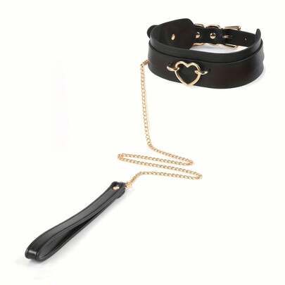 Punk Gothic Style Heart Traction Chain, Choker Necklace Jewelry Set, Adjustable Choker, Pet Leash