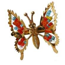 Butterfly Boho Iron Alloy Hair Clips, Suitable For All Seasons - Gold + Colored Diamonds - View 5