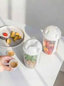 1pc Fat-Reducing Salad Cup, Oat Salad Cup With Spoon, Yogurt Cup With Lid, Low-Fat And Healthy Mason Cup, Portable Slimming Cup, Salad Shaker With Fork - Portable Breakfast Cup, Yogurt, Milk And Other Healthy Lunch Containers, Picnic Salad Cup, Fitness Low-Fat Vegetable Salad Bowl, Portable Fruit And Vegetable Milk Cup, Kitchen Supplies, Kitchen Tools, Back To , Suitable For Office Use ,Kitchen,Christmas Gift Back To School - 白色 - 查看 3
