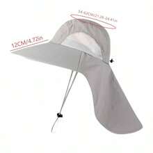 1pc Outdoor UV Protection Bucket Hat, Adjustable Drawstring, Breathable Mesh, Camping Fishing Sun Hat With Neck Flap, Wide Brim Sun Protection, Breathable Mesh - Multicolor - View 11