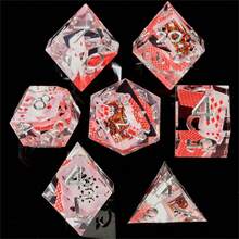 全新7颗/套树脂骰子，棱角分明，适用于角色扮演游戏（RPG），手工制作树脂多面骰子，是万圣节、圣诞节、生日礼物的绝佳选择。 - 彩色 - 查看 1