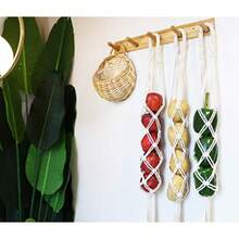 Decocove Cesta colgante de frutas Cesta Boho para almacenamiento de patatas cebollas y frutas Decoración para colgar en la pared de macramé Juego de 3 - Marfil - Ver 2