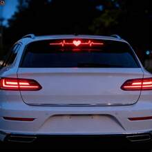 Heart-Shaped Heartbeat Pattern Brake Light Sticker, ECG Taillight Sticker, 3D Carbon Fiber Matte Texture, Adding Prominent Safety Marks To Your Car - A - View 5