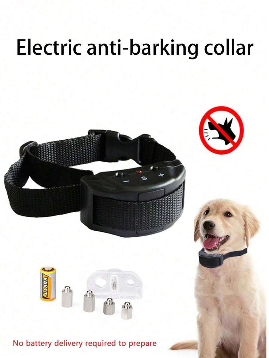 1 pieza Collar antiladridos ajustable para perros, collar de entrenamiento para mascotas con control de voz automático, modos dual de descarga eléctrica y vibración, adecuado para perros pequeños, medianos y grandes, color negro