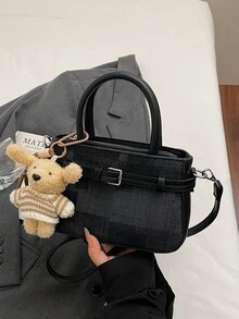 时尚百搭复古通勤女式手提包，休闲女士单肩斜挎包（不含配件） - 彩色 - 查看 4