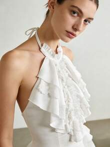 1 Pc White Retro Thin Neck Cover Court Tie, Shirt Cloth Scarf Dress Fake Collar For Ladies - White - View 1