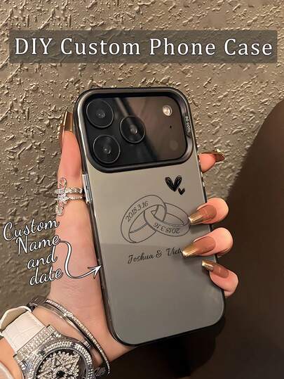 1pc Customizable Phone Case With Engraved Names & Dates, Compatible With Samsung S24 Ultra/S25 Ultra And Compatible With IPhone 17 Pro Max/16 Pro/15/14 Plus/13 Pro/12 Pro Max/11/7P/XS/XR, Hard PC Material, Scratch-Resistant, Fingerprint-Proof, Personalized Gift For Individual, Partner, Family, Friend, Couple, Sibling, Birthday, Anniversary