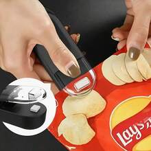 迷你塑料袋封口机，便携式二合一热封切机，方便户外露营使用，热风冷却黑色款 - 适用于食品、零食、厨房（不含电池） - 彩色 - 查看 2